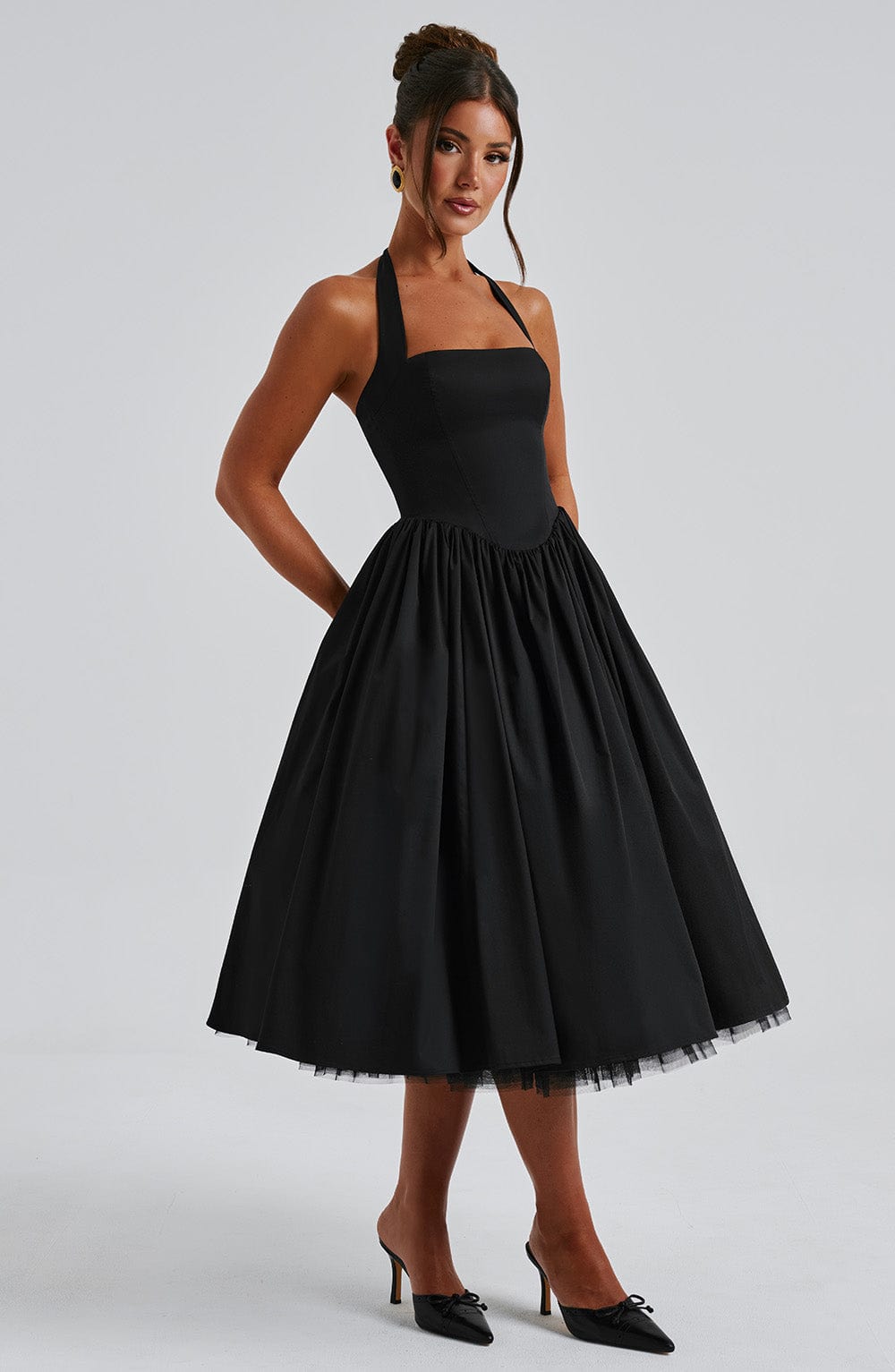 Ariana | Women Wedding Guest Halter Midi Dress
