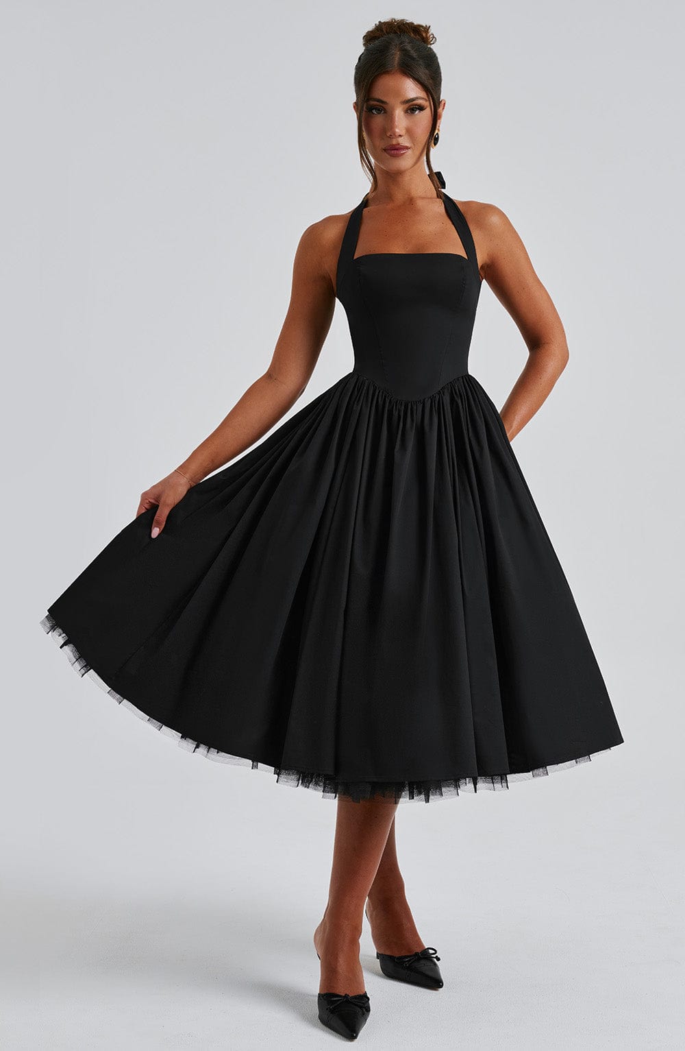 Ariana | Women Wedding Guest Halter Midi Dress
